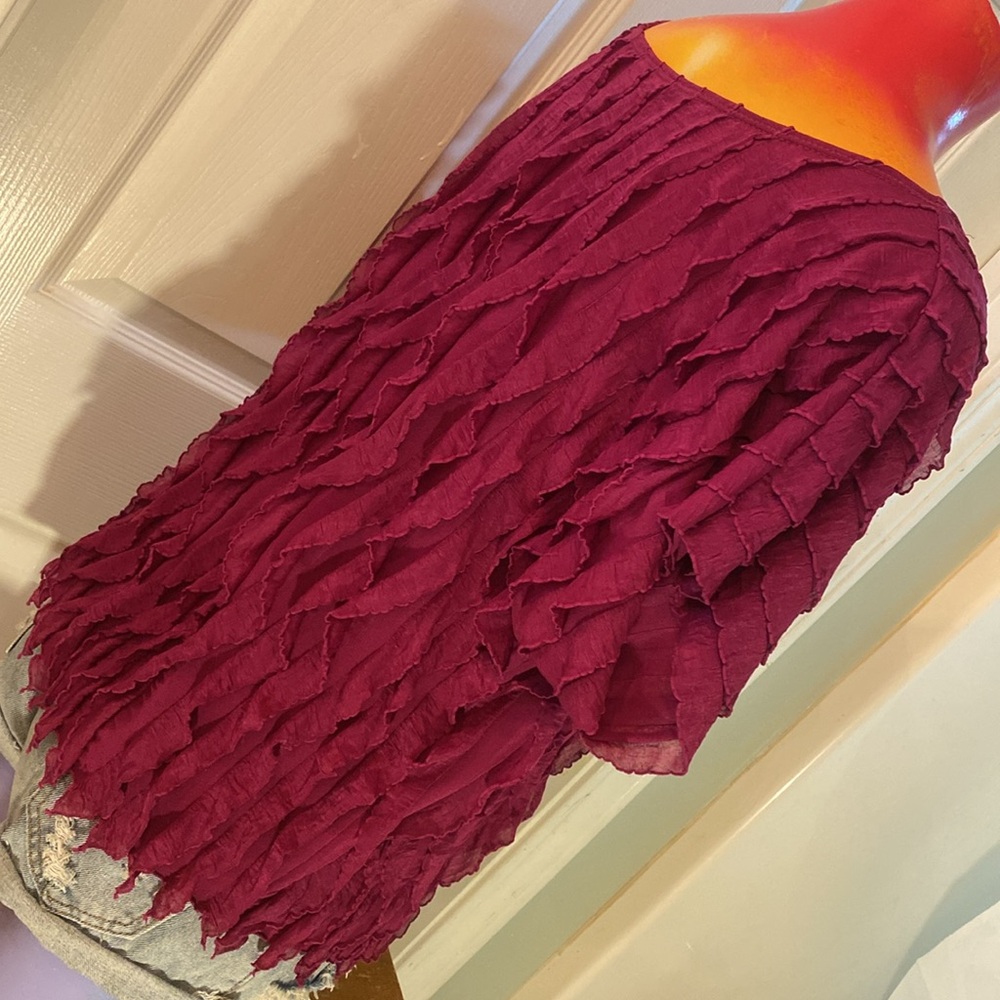 Sunny Taylor Women's Fuchsia Ruffle Blouse - Picture 10 of 12